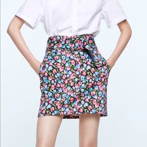 Zara floral mini belted skirt